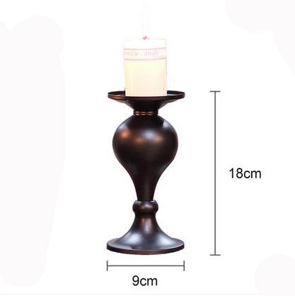 Кованый железный столб чайный светильник подсвечники винтажные свечи подставки антикварный держатель домашний Свадебный декор подходящая чашка свеча - Цвет: Black 18cm