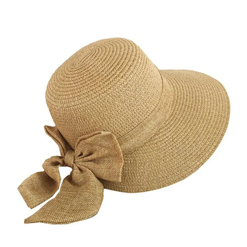 Новинка, шляпа от солнца с большим бантом и широкими полями, летние шляпы для женщин, Пляжная Панама, Соломенная Панама, солнцезащитный козырек, женская кепка