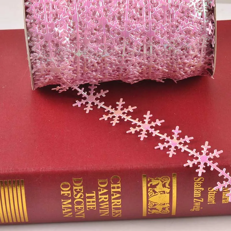 3yard/lot Snowflake Ribbons For Crafts Trim Lace Christmas Decor Sewing Accessories DIY Box Packing Handmade Material C2326 satin ribbons ribbon decoration ribbon supplies christmas ribbon