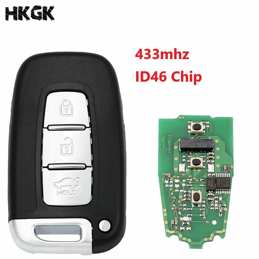 

3 Button Remote key 433MHZ ID46 Chip For HYUNDAI I30 I45 Ix35 Genesis Equus Veloster Tucson Sonata Elantra key