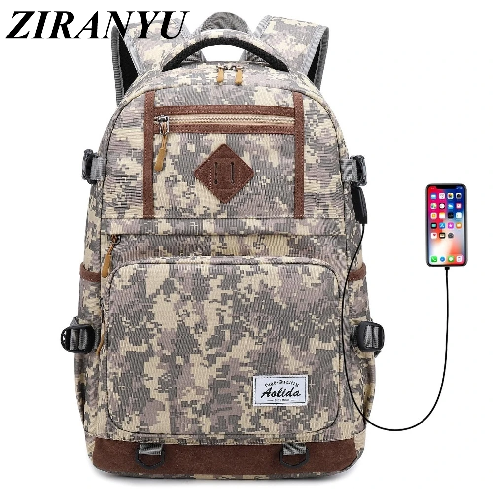 

Military Camouflage Nylon Large Capacity School Bag Large-capacity Travel Backpack Usb Interface School Backpack Mochila Escolar