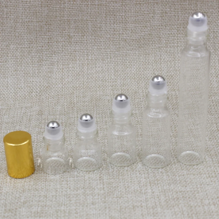

1ml,2ml,3ml,5ml,10ml Glass Roller Bottles,Metal bead Empty Clear Roll on Bottle for Essential Oil Mini Sample Vial Cosmetic Pack