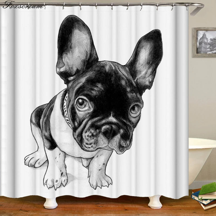 Забавная собачья занавеска для душа s 3D занавеска для душа с крючками занавеска для ванной комнаты s ткань Милая Водонепроницаемая занавеска или коврик