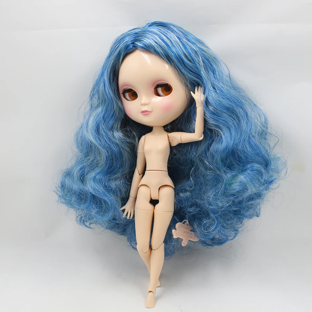 Серия ICY Nude Doll № 2801714/4006 голубой микс Мятные волосы такие же, как Blyth с макияжем, суставное тело, низкая цена