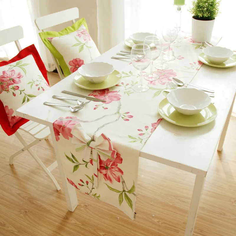 

Pastoral home textile flower print table runner tablecloth decoration table runners bow table flag rectangle cover for table