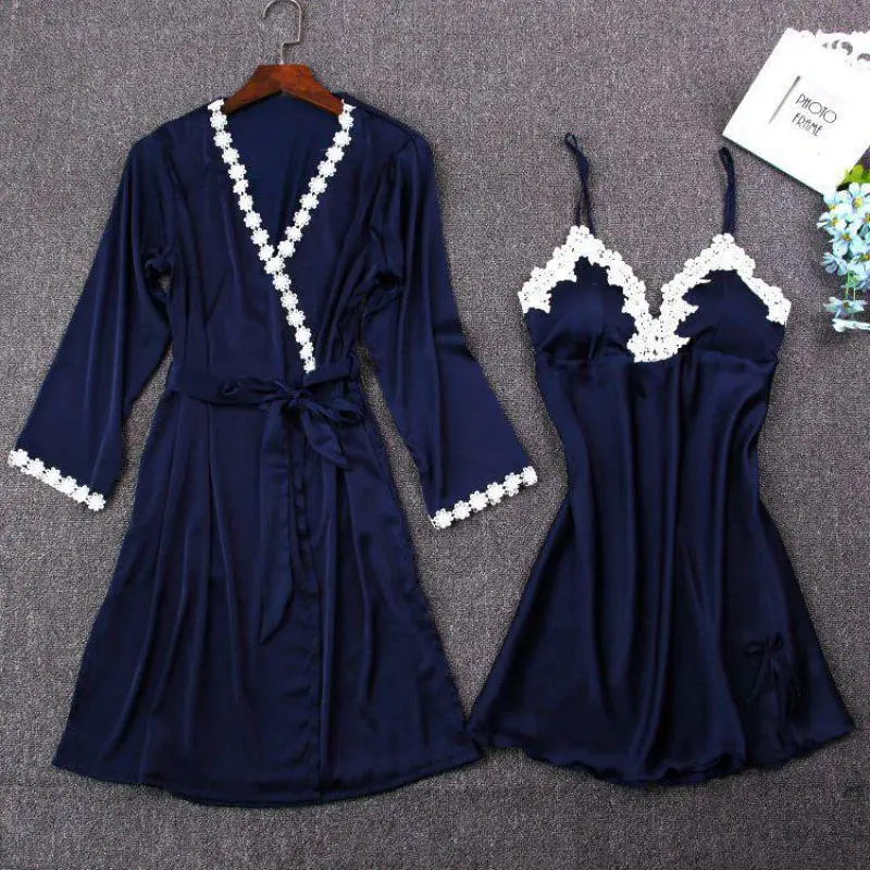 

Apliques Floral Trim Female Kimono Bath Gown Rayon Sleepwear Sexy Chinese Bride Bridesmaid Wedding Robe Casual Nightdress M-XL