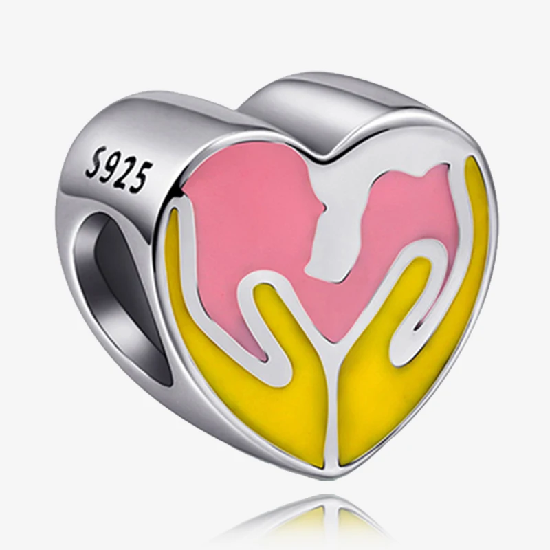 Strollgirl New Collection Romantic 925 Sterling Silver Love Heart Charm Beads Fit Original Pandora Bracelet Jewelry Accessories - Цвет: StrollGirlP6098