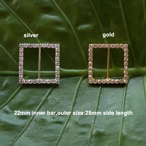 

(L0003) free shipping wholesale 50pcs/lot 22mm inner bar rhinestone square buckle,big buckle,silver or gold plating