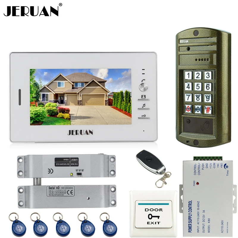 Дома Новый Металл водонепроницаемый пароль доступа клавиатуры HD Mini Камера + 7 дюймов ЖК-дисплей видеофонная дверная система комплект с E-Lock
