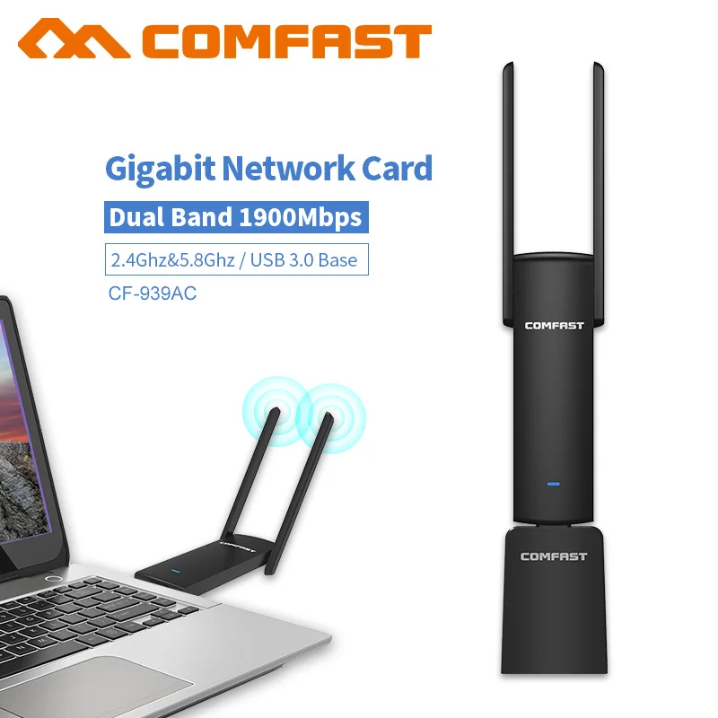 

COMFAST Gigabit USB Wifi Adapter 1900Mbps 2.4Ghz & 5.8Ghz Dual Band wifi Dongle Plug And Play AC Network Card USB Wifi Antenna