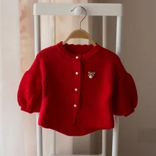 Детский кардиган на весну и осень года. Пальто с рукавами-пузырьками