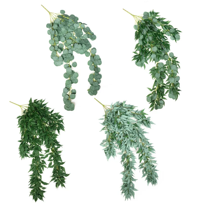

Artificial Eucalyptus Willow Garlands Green Plant Leaves Vivid Vines Wedding Backdrop Home Birthday Gift Party Table Arch Decor