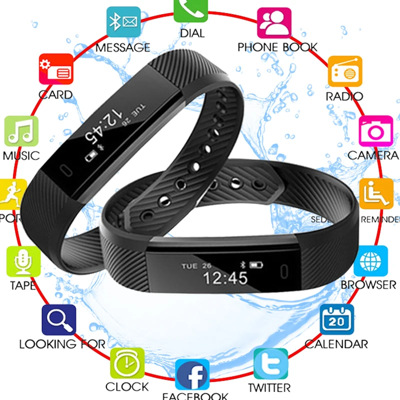 

2018 New Smart Wristband Fitness Tracker Band Bluetooth Sleep Monitor Watch Sport Bracelet for ios Android Phone pk Fit Bit Mi 2