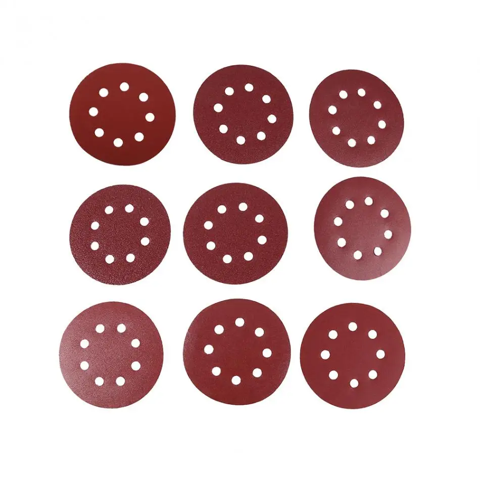 10Pcs 125mm Grinding Discs Round Shape Red Sanding Discs 8 Hole 60
