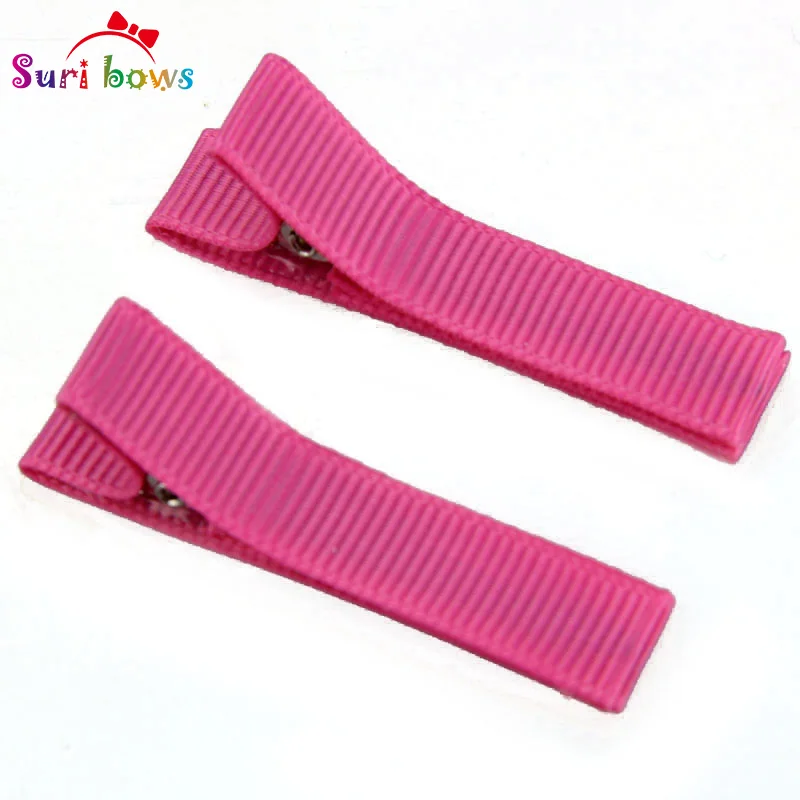 1 Pair Suri bows Fashion Safe Ribbon Lined Alligator Hair Clips For