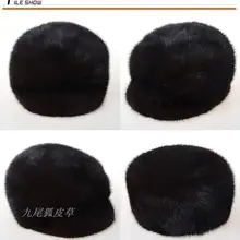 Натуральная полностью из норки шапка мужская норковая шапка меховая Кепка для среднего возраста мужская шапка