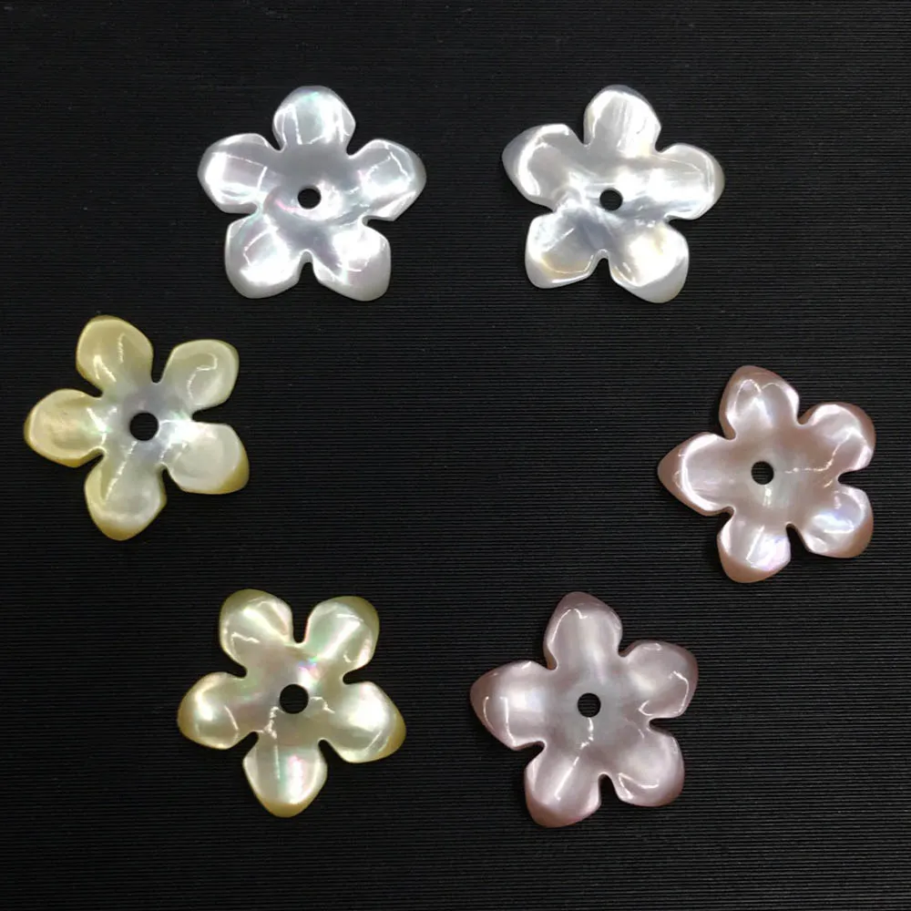 8mm 10mm Carved Shell Flower Charms Center Drilled Shell Stone Focal