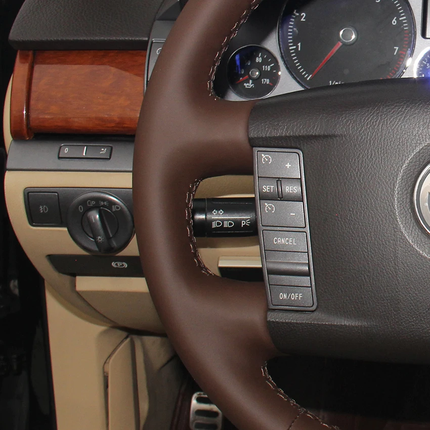 Кофе из натуральной кожи рулевого колеса автомобиля крышки для Volkswagen VW Phaeton 2004-2010