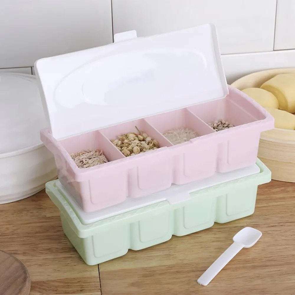 Экологичные пластмассовые для приправ коробки сахара перца банки соли травы