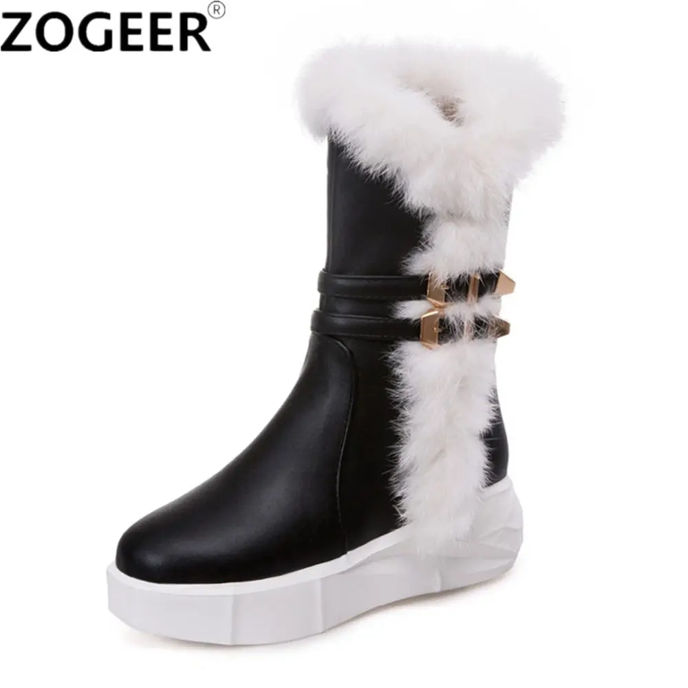 

Hot 2018 Fashion Fur Female Warm Boots Casual Low Heels Plush Women Snow Boots Autumn Winter Water-proof Platform Women Shoes