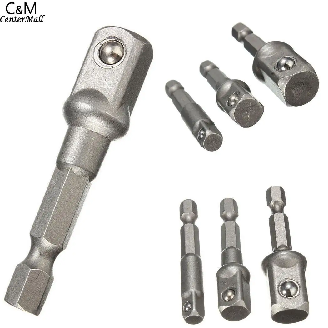 Shank Socket Adapter Set Hex 3Pcs to 1/4 3/8 1/2 Inch Impact Driver