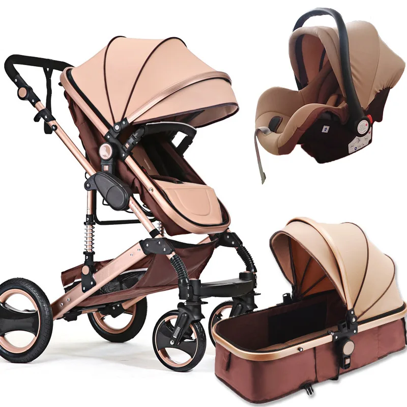 

High quality load-bearing 15KG aluminum alloy material can sit and lay 3 in 1 Brand stroller hotmom