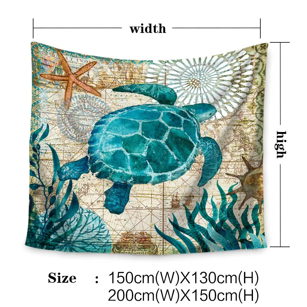 miracille marine style sea turtle wall tapestry sea horse pattern sea horse pattern