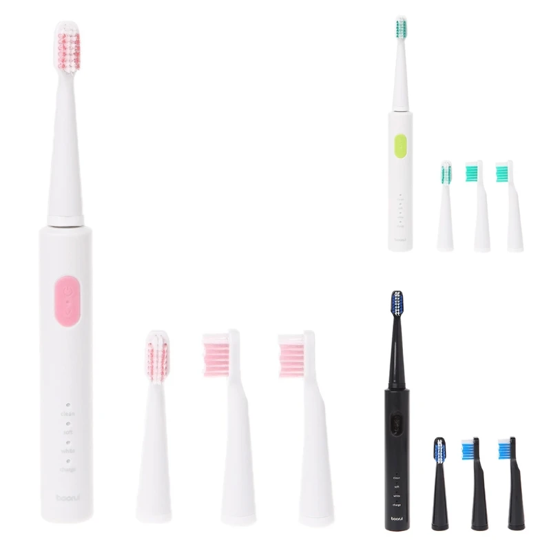 

Waterproof USB Sonic Electric Tooth White Clean Toothbrush with 4 Brush Heads