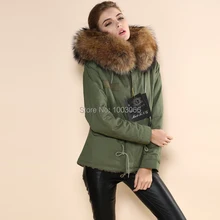 Повседневные армейский Стиль; зеленый цвет с barkla съемный натуральным лисьим мехом, женская зимняя куртка с капюшоном, парка Куртки