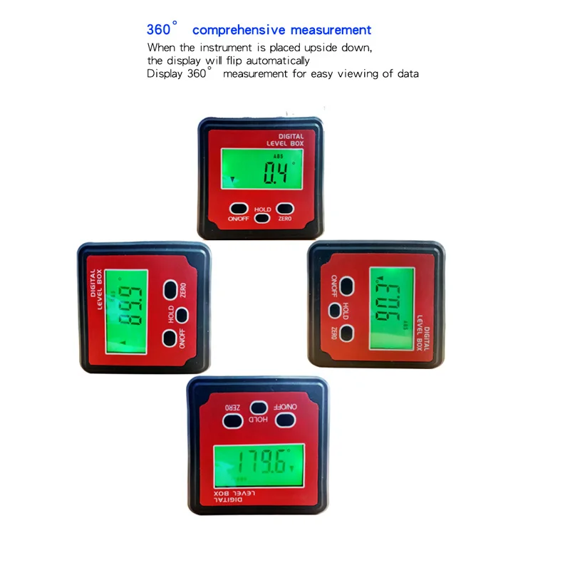 

Electronic Protractor Digital Inclinometer 0-360 Aluminum Alloy Digital Bevel Box Angle Gauge Meter Magnets Base Measuring tool