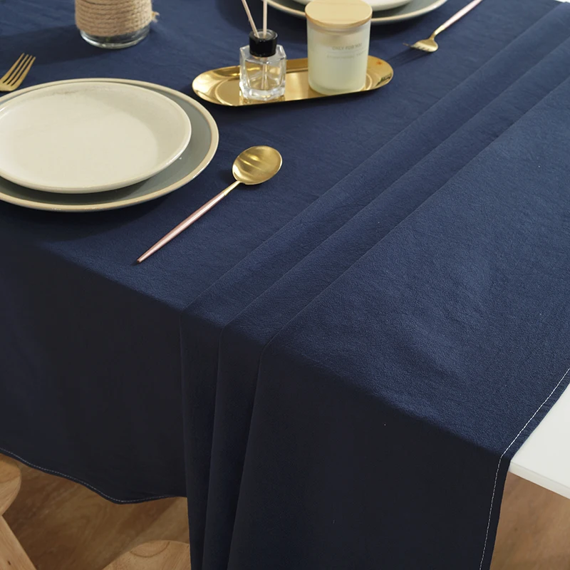 Solid Color Cotton Tablecloth Home Kitchen Dining Table Cover Hotel Tablecloth Rectangular Table Cloth Wedding Party Decoration