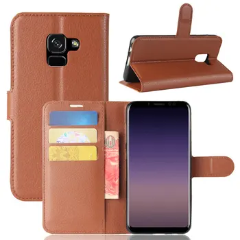 

30pcs/lot Lichi wallet PU Leather stand+TPU Cover Case with card slot For Samsung Galaxy A5 2018 A530F A530 A8 2018