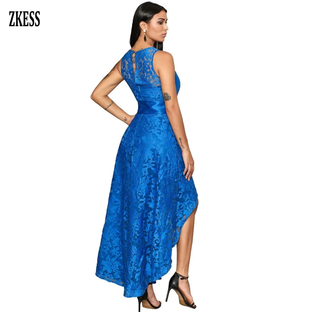 Royal-Blue-Sleeveless-Lace-Overlay-Bow-Sash-Party-Dress-LC610891-5-2