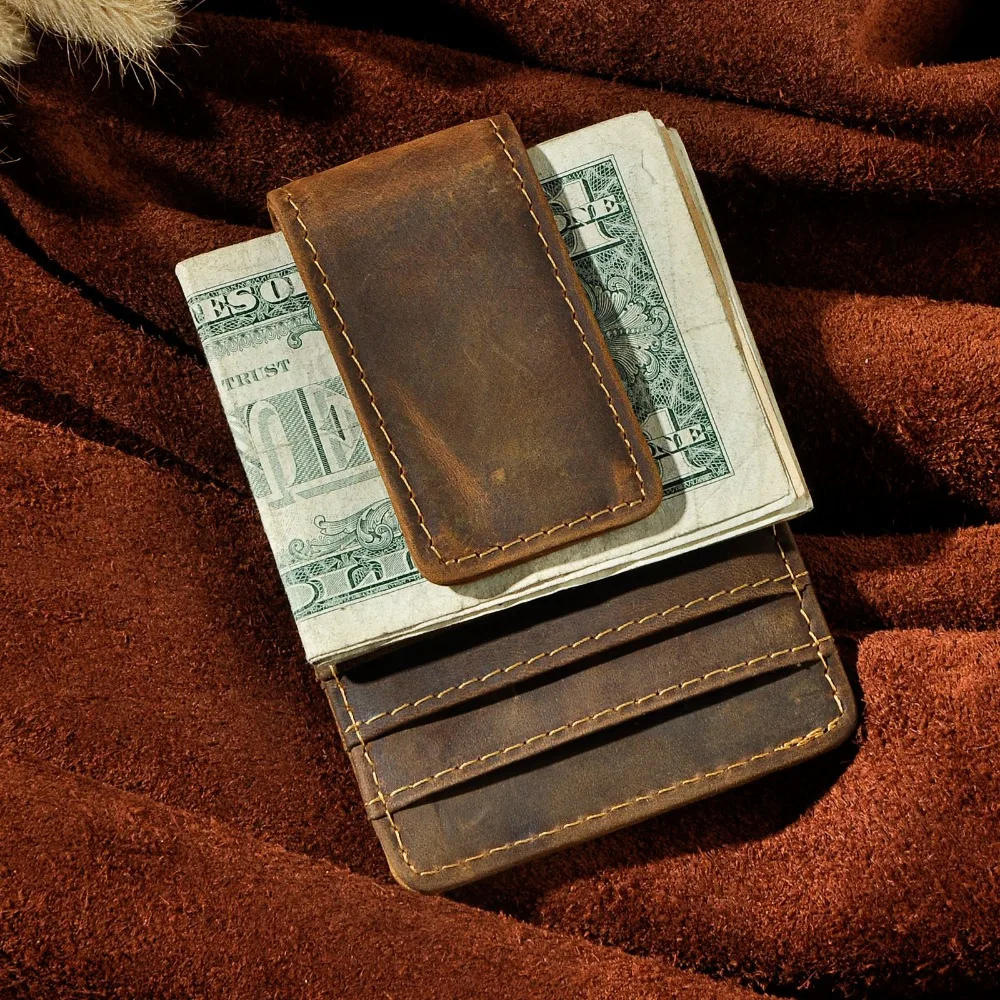 Male Quality Leather Travel Slim Rfid Wallet Front Pocket Magnetic Money Clip Mini Business Id Credit Card Case Holder Men 1017 synthetic leather wallet credit card holder id card holder metal money clip