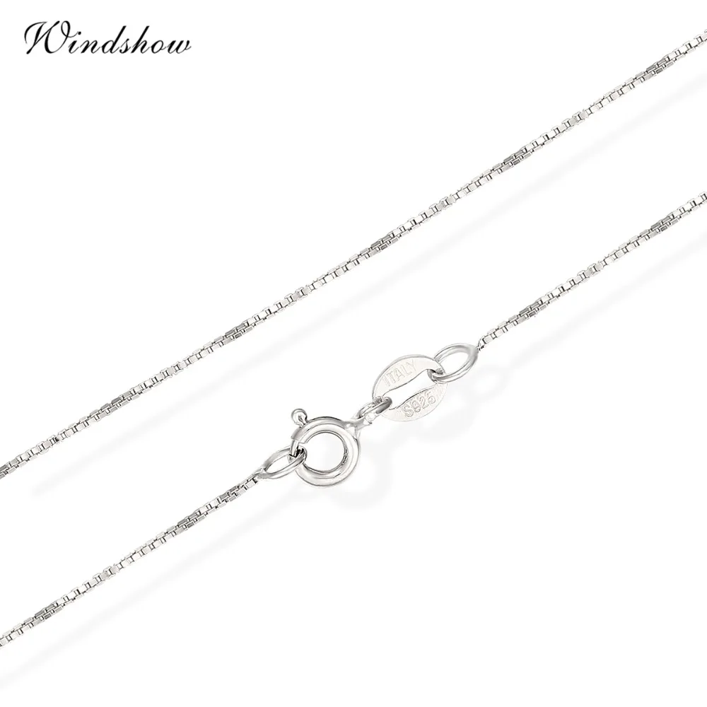 14" 32" Thin Real 925 Sterling Silver Slim Box Chain Necklace Women