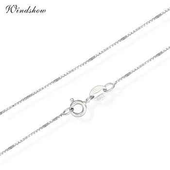

35cm-80cm Thin Real 925 Sterling Silver Slim Box Chain Necklace Women Girls Kids Children 35-80cm Jewelry kolye collares collier