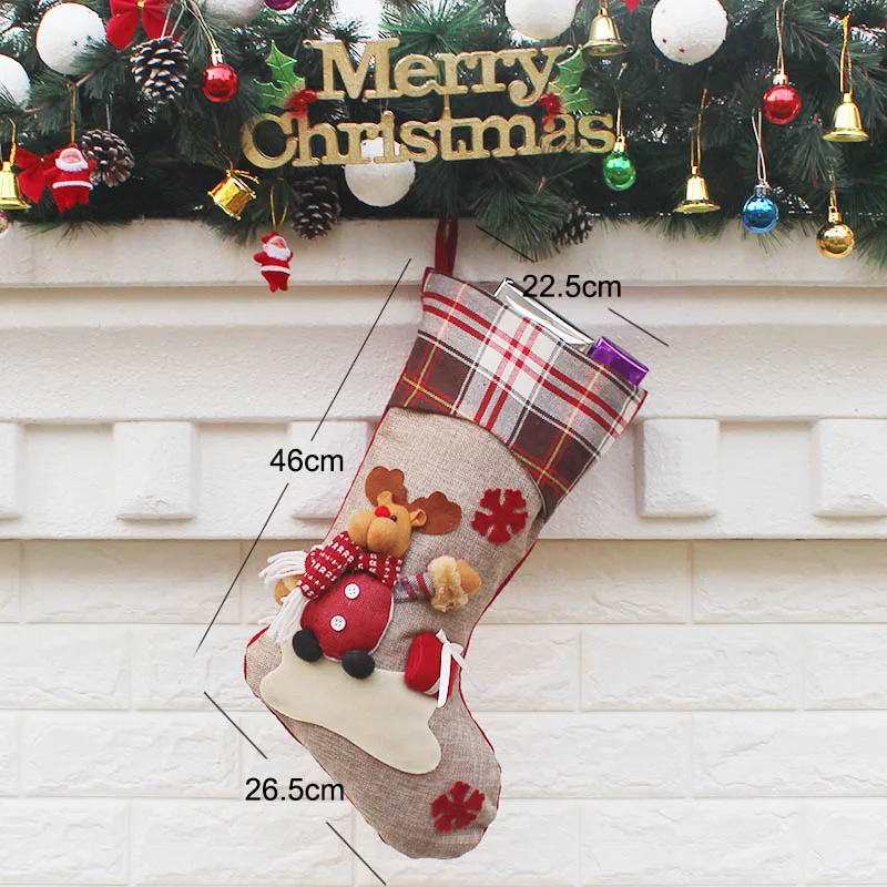 Подарочный Рождественский чулок сумка Noel олень Санта Клаус носки со снеговиком натальная Рождественская елка Конфета орнамент подарки украшения год - Цвет: 17135C