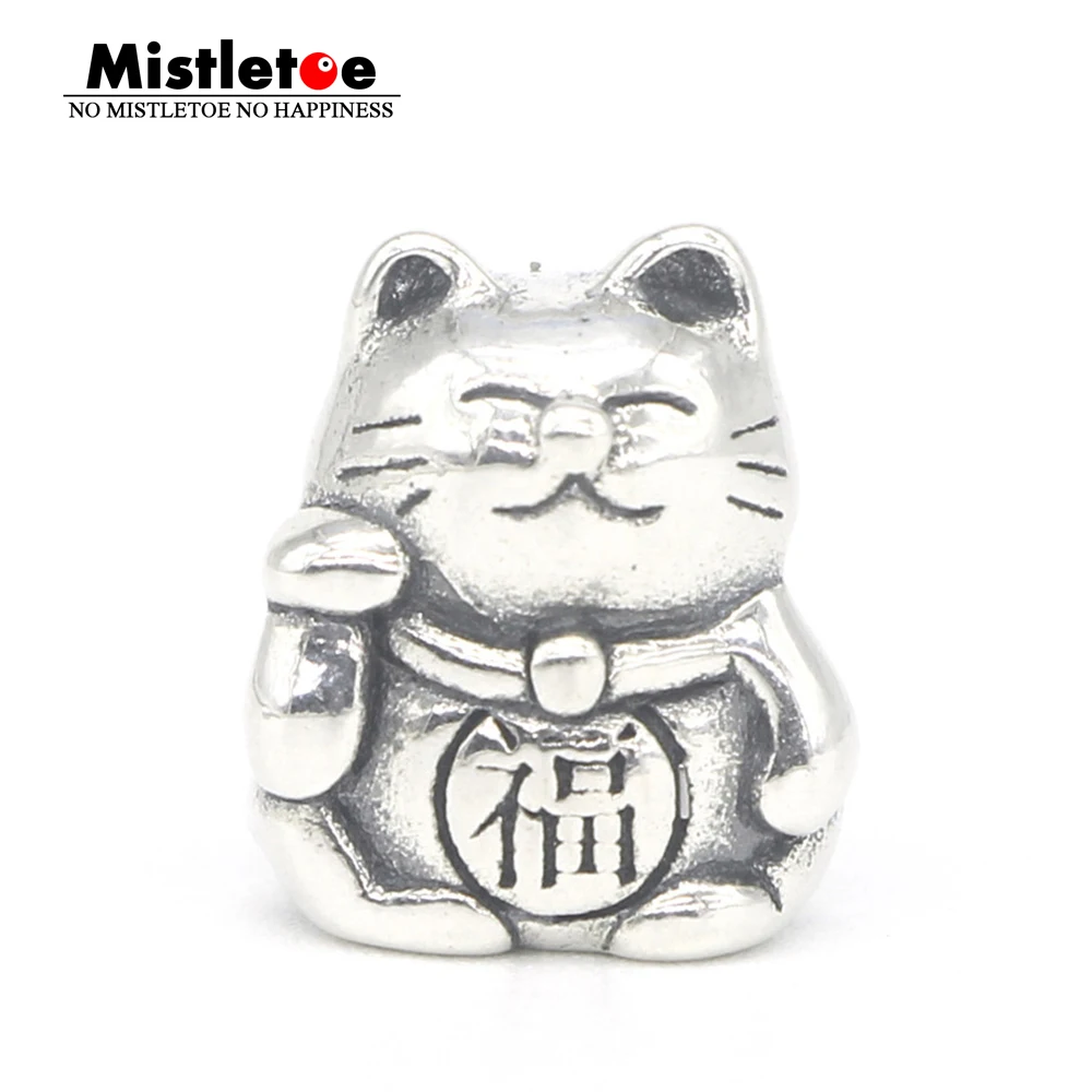 

Mistletoe Genuine 925 Sterling Silver Lucky Cat Charm Bead Fit OHM Troll And Pan Bracelet Jewelry
