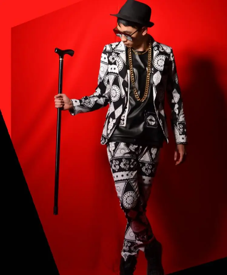 suit and pants S-5XL новая мужская одежда новая мода тонкий DJ черный и белый костюмы для мужчин размера плюс официальная одежда костюмы певицы - Цвет: suit and pants