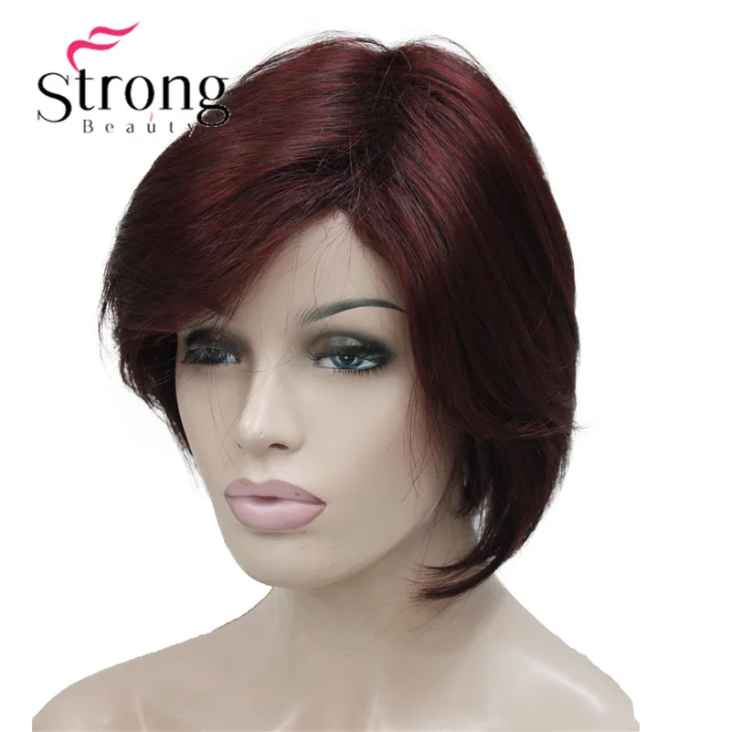 StrongBeauty короткий прямой Омбре блонд Боб сторона сматывается челка синтетический парик для женщин Полный парики цвет выбор