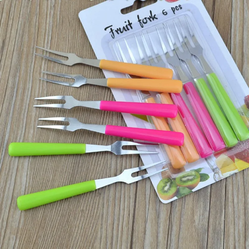 6Pcs/set Mini Cake Dessert Fork Set Kitchen Snacks Salad Tools