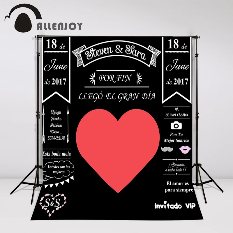 Allenjoy пользовательская доска свадебный фон идея Мел большое сердце Вечеринка