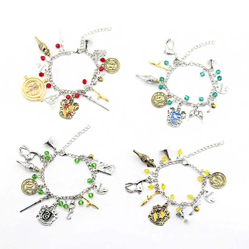 

Vintage hp Hogwarts Magic Academy School Gryffindor Hufflepuff Slytherin Ravenctaw School Cosplay Bracelets Unisex A Bracelet
