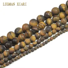 LUOMAN XIARI с тусклой полировкой, MatteTiger кошачий глаз Натуральный камень бусины для самостоятельного изготовления ювелирных изделий браслет материал ожерелья 4/6/8/10/12 мм