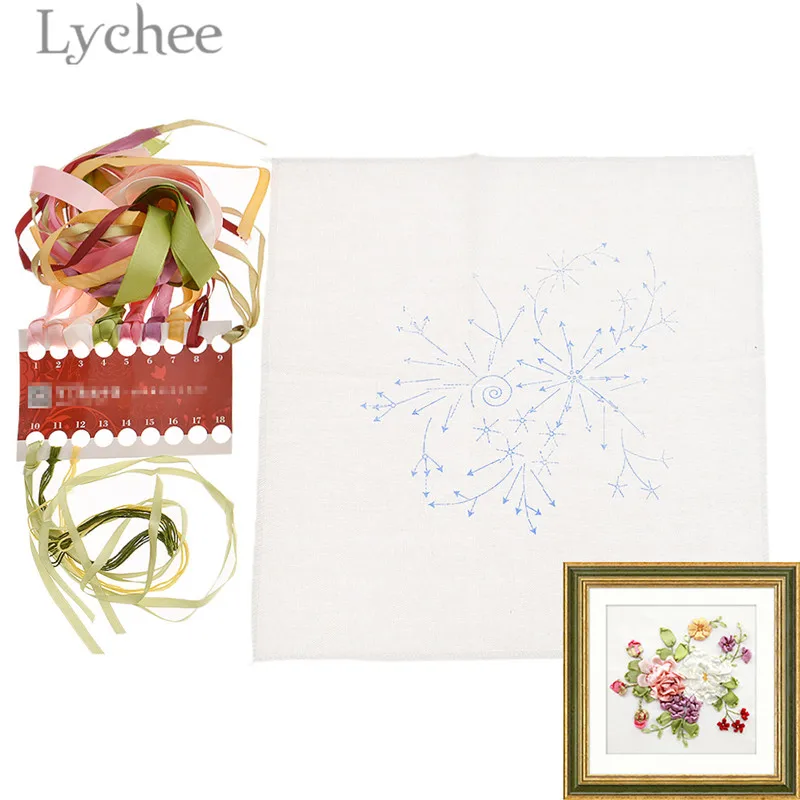 Lychee 3D Цветы ленты наборы для вышивания ручной работы цветок Декор стены DIY рукоделие ремесла материал - Цвет: 3