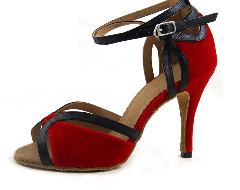 Spot-wholesale-Red-velvet-Women-s-High-heels-9cm-Latin-dance-shoes-Salsa-Square-dance-Shoes