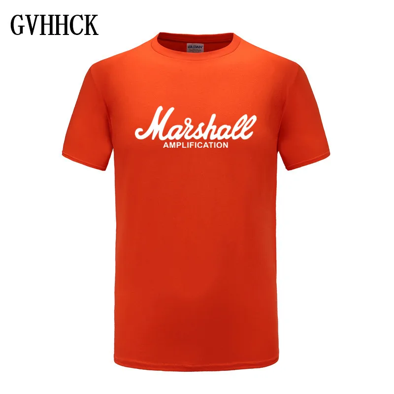 Новинка, распродажа, летняя футболка из хлопка Marshall, Мужская футболка с коротким рукавом, футболка в стиле хип-хоп, уличная одежда для фанатов, хипстерские XS-2XL - Цвет: orange