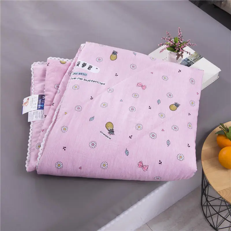 Leaf Pattern Soft Skin-friendly Summer Duvet Washed Cotton Thin Quilt Children Adults Duvet Pillowcase Wholesale(200x230cm