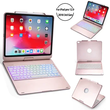 

For iPad Pro 2018 12.9" Bluetooth Keyboard Case Folio Stand 7 Color Backlit Wireless 360 Degree Rotation Smart Sleep Tablet Case