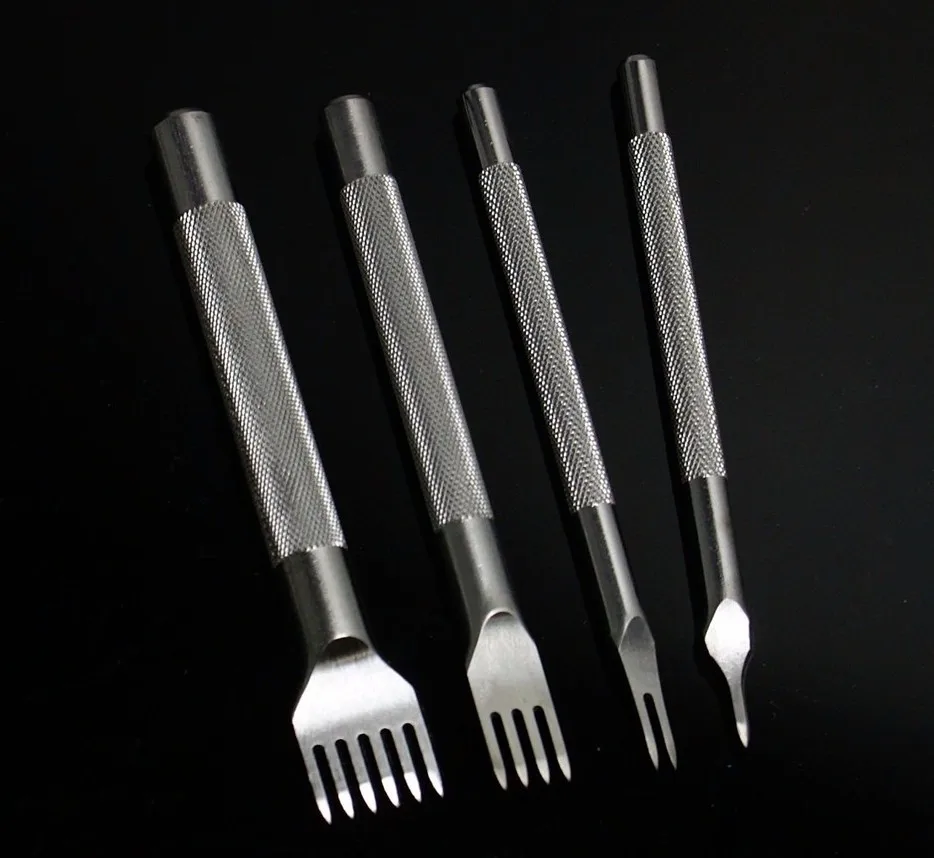 

4Pcs 3mm Prong Leather Craft Tools Hand Tool Hole Punches Stitching Punch Tool Leather Tools
